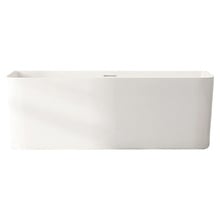 Bessemer Gloss White Rectangular Acrylic Back to Wall Bath with Overflow